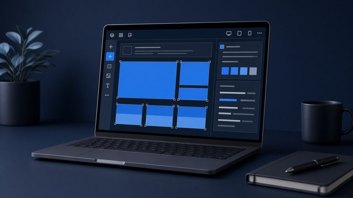 Website builder templates on a laptop