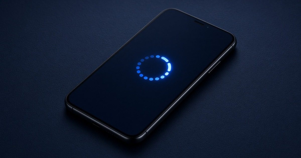 Phone waiting on a loading spinner